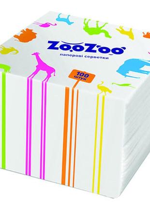 Серветки столові zoozoo одношарові білі 24x23 см 100 шт. (4823019009293)