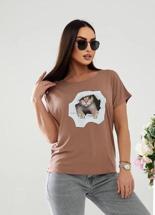 Женская футболка с котом1 фото