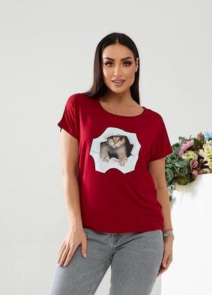 Женская футболка с котом6 фото