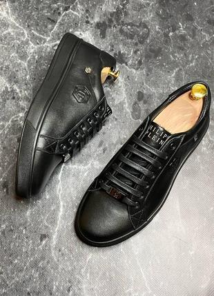 Чоловічі шкіряні кросівки , повсякденні кросівки в чорному кольорі зручні , якісні кросівки3 фото