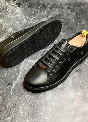Чоловічі шкіряні кросівки , повсякденні кросівки в чорному кольорі зручні , якісні кросівки5 фото