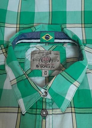 Изумительная рубашка зелёного цвета в полоску soccx brasil made in india, 💯 оригинал5 фото