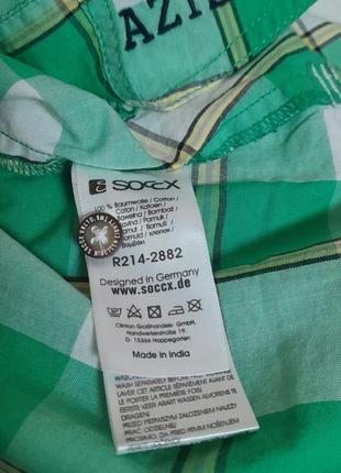 Изумительная рубашка зелёного цвета в полоску soccx brasil made in india, 💯 оригинал6 фото