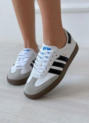 Трендовые женские кроссовки adidas samba og vegan white black белые