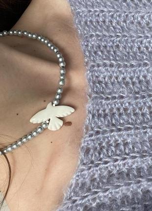 Чокер ожерельяное горлица белая птичка горлица7 фото