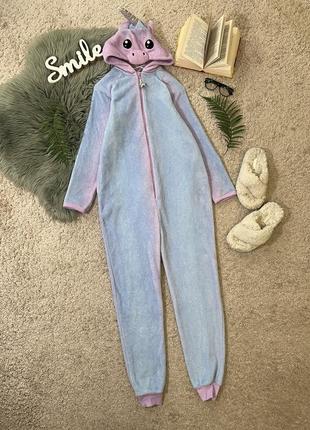 Теплая флисовая пижама кигуруми единорог No2093 фото