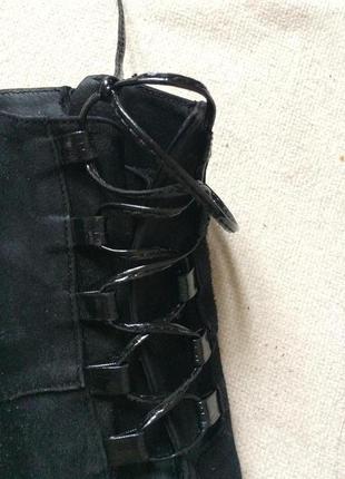 Женские  демисезонные  чёрные замшевые сапоги на плоском ходу6 фото