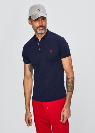 Качественная футболка поло polo ralph lauren slim fit navy polo shirt