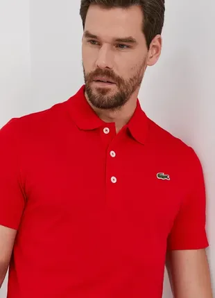 Яркое винтажное поло lacoste red polo shirt made in atch