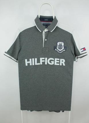 Стильне поло футболка tommy hilfiger custom fit gray polo shirt