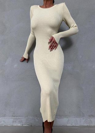 Базовое платье, р.уни 40-48, трикотаж, айвори1 фото