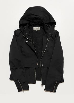 Eur 40 zara куртка черная короткая демисезонная с капюшоном женская