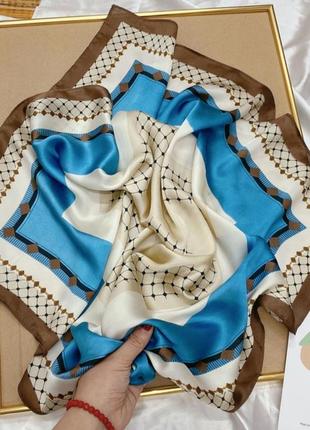 Шикарна шовкова хустка хустина платок на шию на сумку косинка шарф шовк армані 70×703 фото