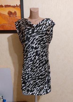 Сатиновое атласное платье в животный принт h&amp;m s3 фото