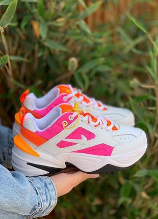 Nike m2k pink orange 🆕 женские кроссовки найк 🆕 оранежевый/белые/розовый