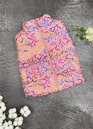 Жилет сердечки персиковый