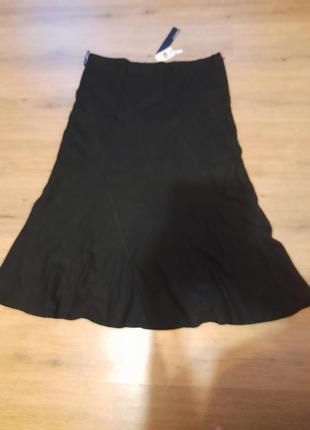 Юбка черная трапеция лён