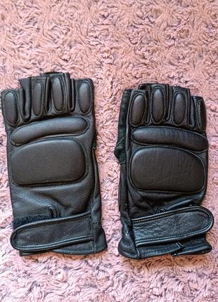 Перчатки без пальцев, кожаные, тактические, спортивные, для водителя1 фото
