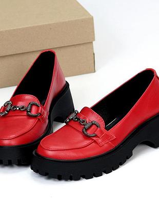 Лоферы "trina", красный, натуральная кожа