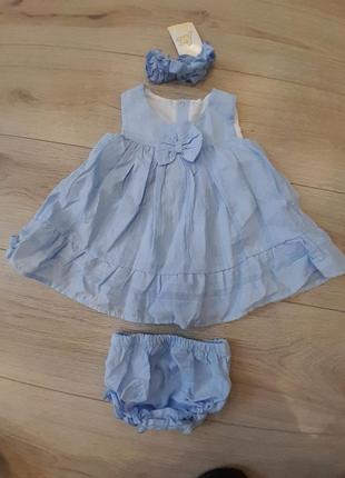 Сукня для немовлят з пов'язкою та трусиками.2 фото