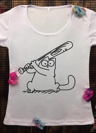 Жіночі футболки з принтом - кіт саймон8 фото