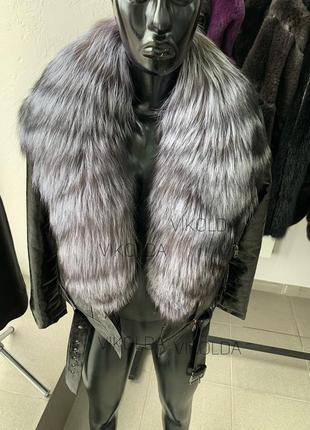 Женская косухая куртка питон с мехом чернобурки с 42 по 54