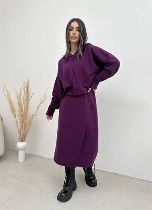 Костюм, худи, кофта с капюшоном + юбка, качество люкс1 фото