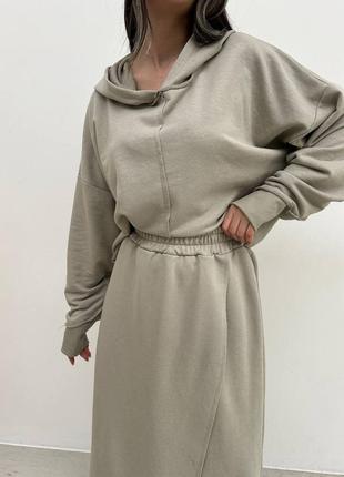 Костюм, худи, кофта с капюшоном + юбка, качество люкс5 фото