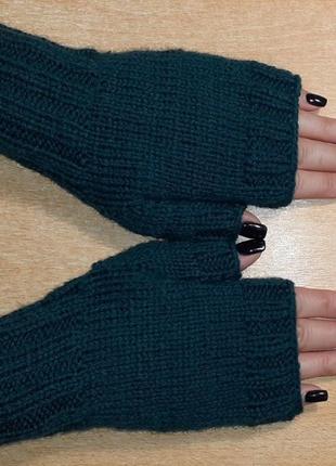 Митенки перчатки без пальцев стильные теплые2 фото