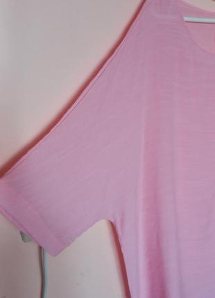 Блідо рожева туніка, подовжена блузка, блуза батал, лёгкая розовая туника 60-62 р.3 фото