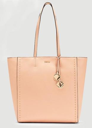 Женская розовая кожаная сумка-тоут calvin klein studded