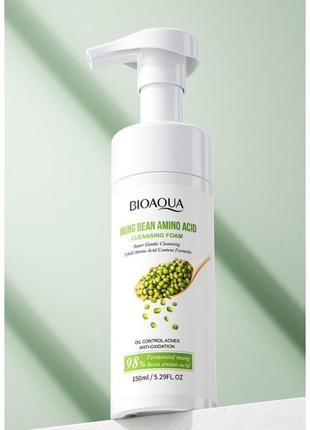 Пенка для умывания лица с экстрактом бобов мунг bioaoua mung bean amino acid cleaning foam, 150 м1 фото