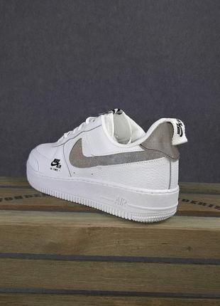 Nike air force 1 белые с черным низкие кроссовки мужские найс весенние осенние демисезонные демисезонные топ качество4 фото