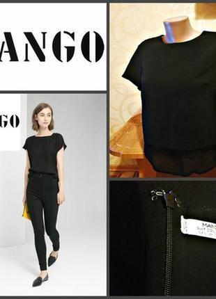 215.лаконичная черная блузка динамичного испанского бренда mango1 фото