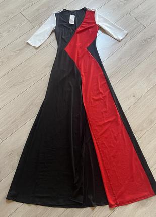 Сукня довга вечірня з розрізом трикотажна нарядна плаття в підлогу