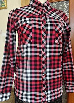 Стильная красная клетчатая рубашка в клетку с,44