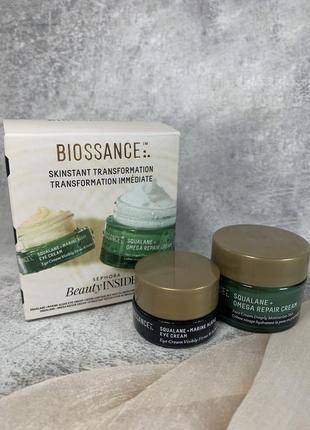 Оригінал набір крем під очі biossance squalane + marine algae eye,  крем для обличчя squalane + omega repair cream