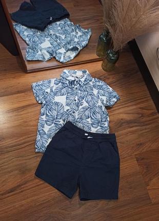 Комплект шведка лен и шорты, рубашка с коротким рукавом, шорты