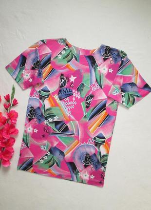 Классная хлопковая стрейчевая футболка принт абстракция 100% коттон c&a.