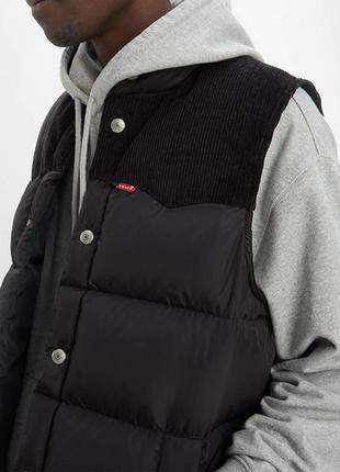 Levi’s® western super puffer vest чоловічий чорний жилет, жилетка, безрукавка оригінал2 фото