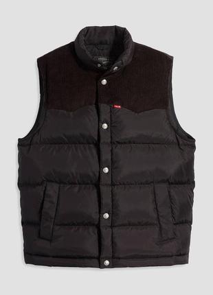 Levi’s® western super puffer vest чоловічий чорний жилет, жилетка, безрукавка оригінал4 фото