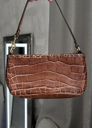 Винтажная сумка кожа крокодила коричневая coach crossbody crocodile2 фото