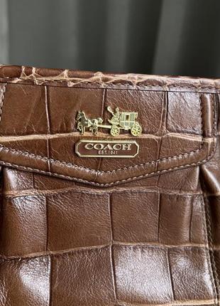 Винтажная сумка кожа крокодила коричневая coach crossbody crocodile3 фото