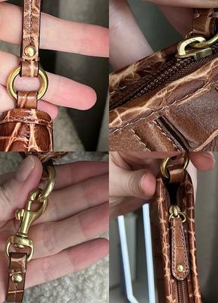 Винтажная сумка кожа крокодила коричневая coach crossbody crocodile6 фото