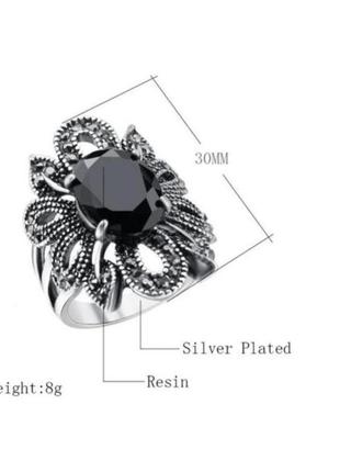 Кольцо кольцо с черным агатом большое изысканное3 фото