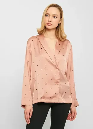 Сатиновая пижамная рубашка в горох h&m