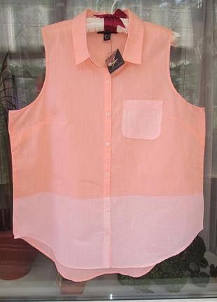 Суперовая хлопковая нежная блуза майка на пуговицах с отделкой в полоску atmosphere.