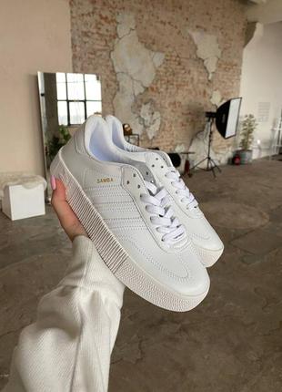 Кросівки шкіряні білі adidas samba triple white