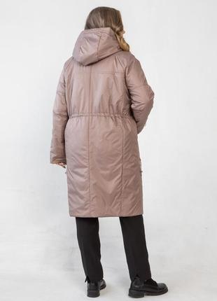 Відмінна довга куртка карамельного кольору з якісної плащової тканини, великих розмірів від 48 до 684 фото