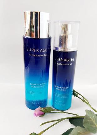 Зволожуюча ессенція-тонер і емульсія для обличчя missha super aqua ultra hyalronе skin essenc